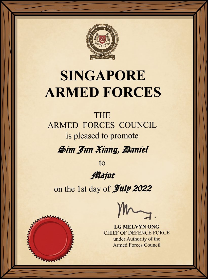 Singapore Armed Forces — promotion to Major, Armed Forces Council