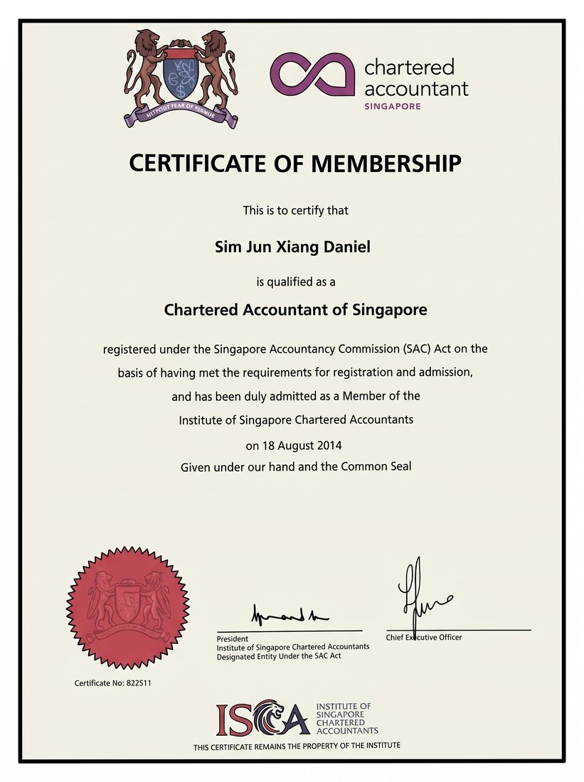 ISCA — Chartered Accountant of Singapore certificate