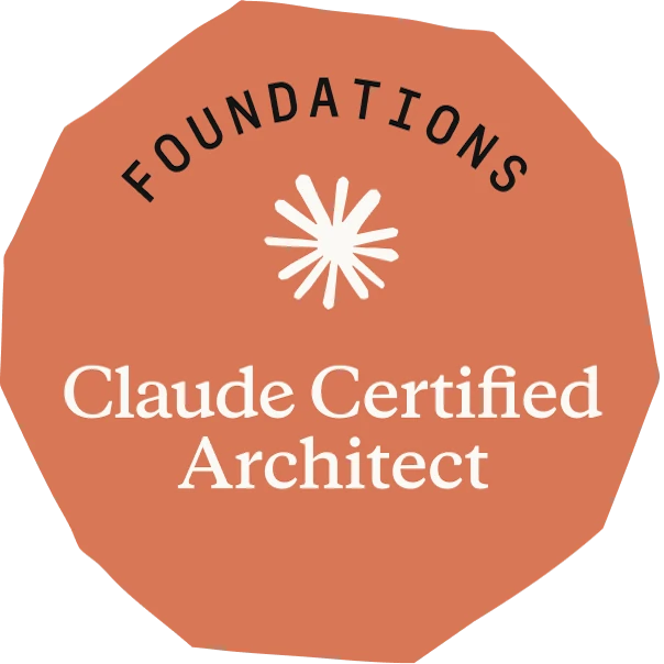 Claude Certified Architect — Foundations badge, issued by Anthropic